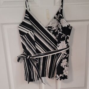 White House Black Market Black and White Camisole